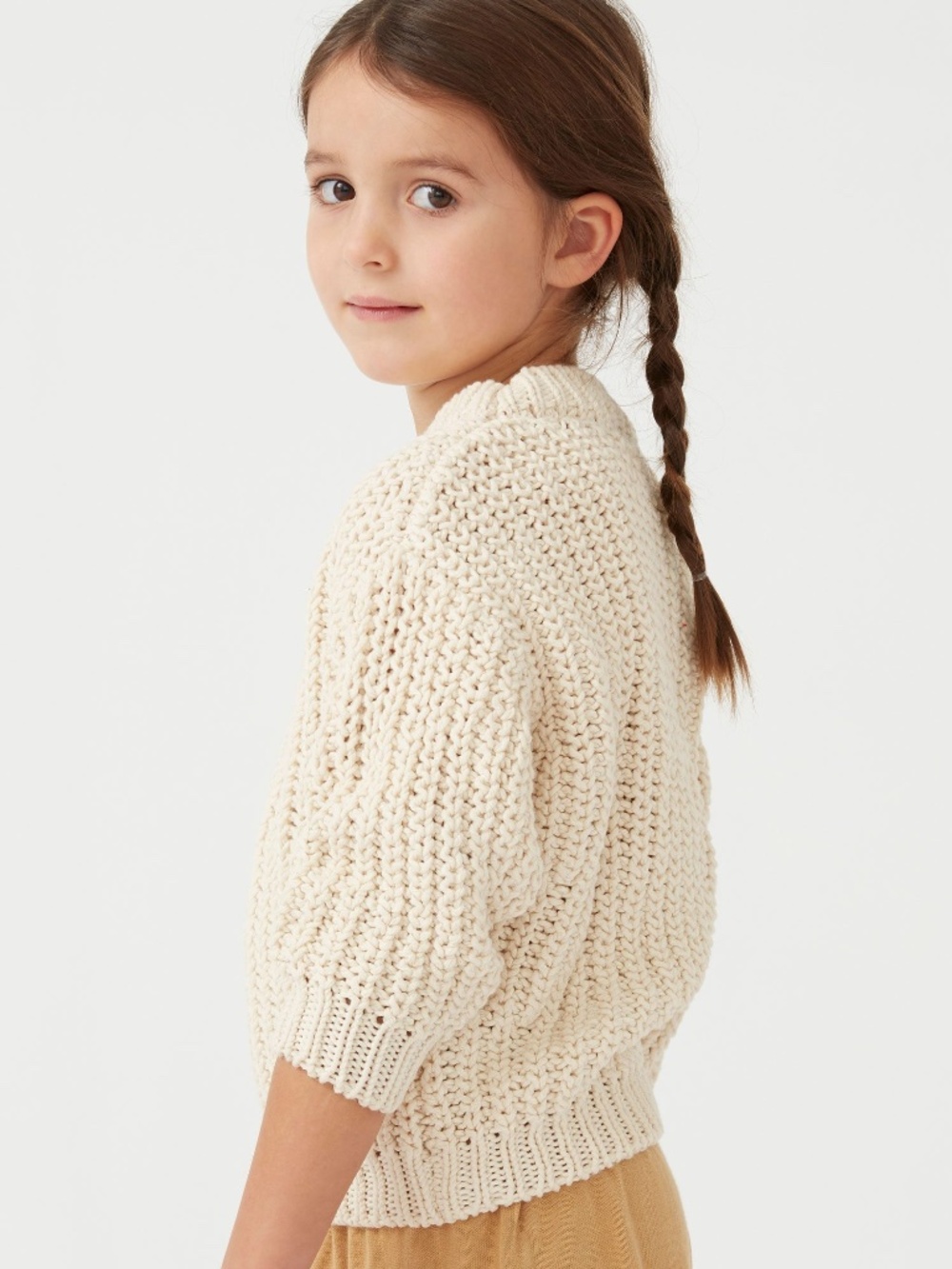 BABAA Jumper Kids No18 In Natural Cotton Rib Knit Sweater Undyed No 18 babaà